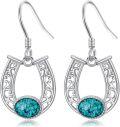 wholesale 925 Sterling Silver Horseshoe Turquoise Western Drop Earrings for Women-0-0