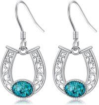 wholesale 925 Sterling Silver Horseshoe Turquoise Western Drop Earrings for Women-Horseshoe