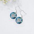 wholesale 925 Sterling Silver Round Blue Opal Paw Print Drop Earrings Gifts for Women-0-4