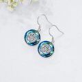 wholesale 925 Sterling Silver Round Blue Opal Paw Print Drop Earrings Gifts for Women-0-4