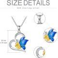 wholesale 925 Sterling Silver 925 Blue and Yellow Enamel Butterfly Heart Necklace Gift for Mom Wife Girlfriend Daughter Sister Friend-0-4
