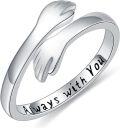 wholesale 925 Sterling Silver Zircon Hug Ring Adjustable Couple Friendship Gift-0-0