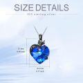 wholesale 925 Sterling Silver Heart-Shaped Blue Crystal Cat Pendant Necklace for Women-0-4