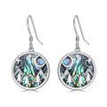 TOUPOP Sterling Silver Abalone Shell Tree Of Life Dangle Earrings-0-0