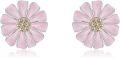 wholesale 925 Sterling Silver Pink Enamel Daisy Flower Stud Earrings with Crystal Center Hypoallergenic s for Women Girls-0-0