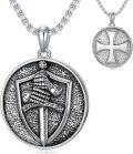 wholesale 925 Sterling Silver Protection Pendant Iron Cross Shield Talisman Norse Viking Jewelry for Men & Women -0-0