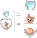 wholesale 925 Sterling Silver Heart-Shaped Moonstone Fox Pendant Necklace for Women Gifts-0-5
