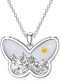 wholesale 925 Sterling Silver Butterfly Mountain Pendant Necklaces - Yellow Stone Faith  for Women-0-0