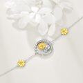 wholesale 925 Sterling Silver Daisy Flower Moon Adjustable Charm Bracelet Gift for Women Girls-0-3
