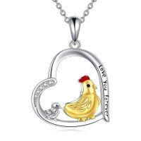 wholesale 925 Sterling Silver Heart Pendant With Mother And Baby Chick Design-silver