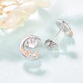 wholesale 925 Sterling Silver Axolotl Moon Stud Earrings with Rose Gold Accents and Cubic Zirconia Stones for Women-0-1