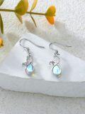 wholesale 925 Sterling Silver Cat Teardrop Moonstone Drop Earrings Halloween Gift for Her-0-3