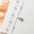 wholesale 925 Sterling Silver Mountain Opal Teardrop Cross Anklets Wholesale with Adjustable Chain and Beads-0-2