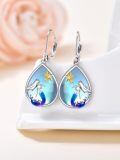 TOUPOP Sterling Silver Moonstone Frog/Mermaid Teardrop Dangle Earrings-0-3