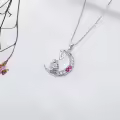 TOUPOP Sterling Silver Moon Initial V Letter Pendant Necklace For Women-0-4