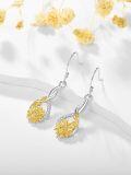 wholesale 925 Sterling Silver & 18K Gold Plated AAA Cubic Zirconia Sunflower Dangle Drop Earrings for Women-0-1