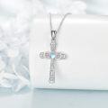 wholesale 925 Sterling Silver Celtic Knot Moonstone Cross Pendant Necklace for Women - Religious s-0-2