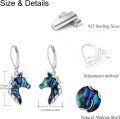 wholesale 925 Sterling Silver Abalone Shell Horse Head Leverback Earrings-0-4