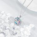 wholesale 925 Sterling Silver Pink Crystal Flamingo & Palm Tree Pendant Necklace-0-3