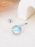 wholesale 925 Sterling Silver Moonstone Belly Button Ring 14G 8mm Navel Ring-0-2