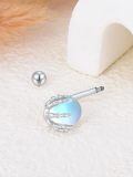 wholesale 925 Sterling Silver Moonstone Belly Button Ring 14G 8mm Navel Ring-0-2