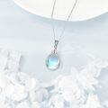 wholesale 925 Sterling Silver Blue Moonstone Teardrop Heart Pendant Necklace for Women-0-4