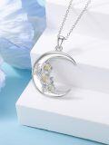 wholesale  Sterling Silver Moon Pendant Birth Flower Necklace for Women -0-12