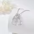 wholesale 925 Sterling Silver Heart-Shaped Ballerina Dance Pendant Necklaces Wholesale with Multi-Colored Crystals and Chain for Women-0-2