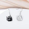 wholesale 925 Sterling Silver Black Cat Paw Print Book Shape Drop Earrings Gift for Women and Teacher-0-2