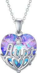 wholesale 925 Sterling Silver Purple & Blue Swarovski Crystals Heart Pendant Necklaces for Aunts and Uncles-0-0