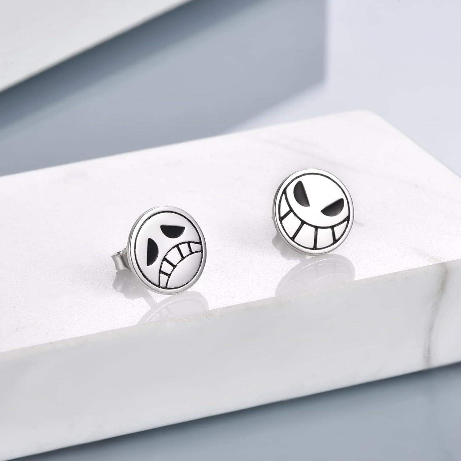 Sterling Silver Ace Stud Earrings One Piece Anime Cosplay Jewelry-0-2
