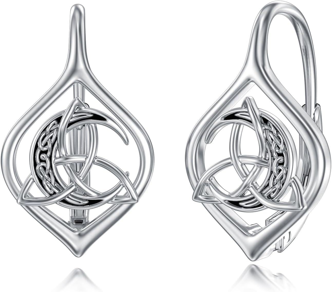 Sterling Silver Snowflake Daisies Sunflower Comedy Tragedy Mask Opera Mask Hummingbird Black Cat Dangle Earrings for Women-Celtic