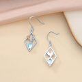 wholesale 925 Sterling Silver Moonstone Rooster Cubic Zirconia-Shaped Drop Earrings-0-3