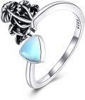 wholesale 925 Sterling Silver Adjustable Mountain Mushroom Mermaid Open Ring for Women Girls-0-0