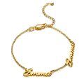 wholesale Sterling Silver & Gold Personalized Name Bracelet - Custom 1,2,3 Names Gift for Women-0-1