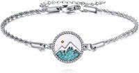 wholesale 925 Sterling Silver Turquoise Mountain Compass Bracelet with Star of David Charm-Mustard Seed & Mountain