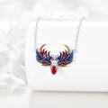 wholesale 925 Sterling Silver Fire Owl Red Crystal Pendant Necklace for Women Gifts-0-2