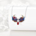 wholesale 925 Sterling Silver Fire Owl Red Crystal Pendant Necklace for Women Gifts-0-2