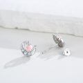 wholesale 925 Sterling Silver Pink Opal Moon & Stars Stud Earrings Celestial s for Women Girls-0-1