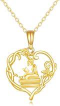 wholesale 14K Gold Heart-Shaped Reading Pendant Necklace for Women Graduation Gift Jewelry for Student Friends Classmate-0-6