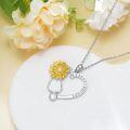wholesale 925 Sterling Silver Sunflower Heart Pendant Necklace for Nurses and Artists Inspiring Gifts-0-1
