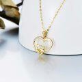 wholesale 14K Gold Bear & Cub in Heart Shape with CZs Mother Daughter Mom Gift Necklaces for Women Girls-0-1