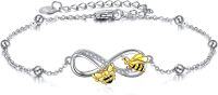wholesale 925 Sterling Silver Infinity Bee Charm Bracelet for Women Girls Gifts-Bee