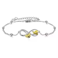 wholesale 925 Sterling Silver Infinity Bee Charm Bracelet Wholesale for Women Girls Gifts-Bee