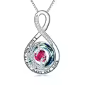 TOUPOP Sterling Silver Birthstone Moon And Star Pendant Necklace I Love You To The Moon And Back-0-0