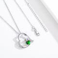 wholesale 925 Sterling Silver Green Crystal Cat Pendant Necklace for Women - Cat Lovers -0-1