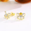wholesale 925 Sterling Silver Butterfly Bow Cubic Zirconia Stud Earrings For Women-0-6