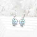 wholesale 925 Sterling Silver Blue Mother of Pearl Lotus Flower Drop Earrings Gift for Her-0-4