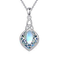 wholesale 925 Sterling Silver Celtic Knot Moonstone Pendant-Silver-Filigree Moonstone Necklace