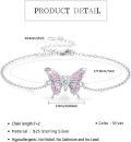 wholesale 925 Sterling Silver Pink Opal Butterfly Charm Bracelet Adjustable s for Women-0-3